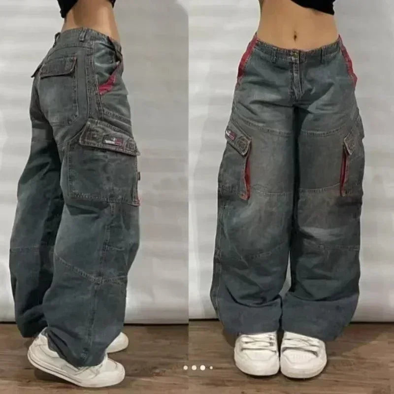 Amerikanische Y2K 2025 Neue weite Baggy Black Jeans Oversized Damen Street Casual Joker Denim-Hose Paar-Jeans Vintage Streetwear