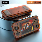 BOYHOM Grünes R36H Retro-Videospielkonsole 3,5 Zoll IPS-Bildschirm RK3326 3000 mAh Offenes Linux-System Tragbarer Player 64GB 128GB