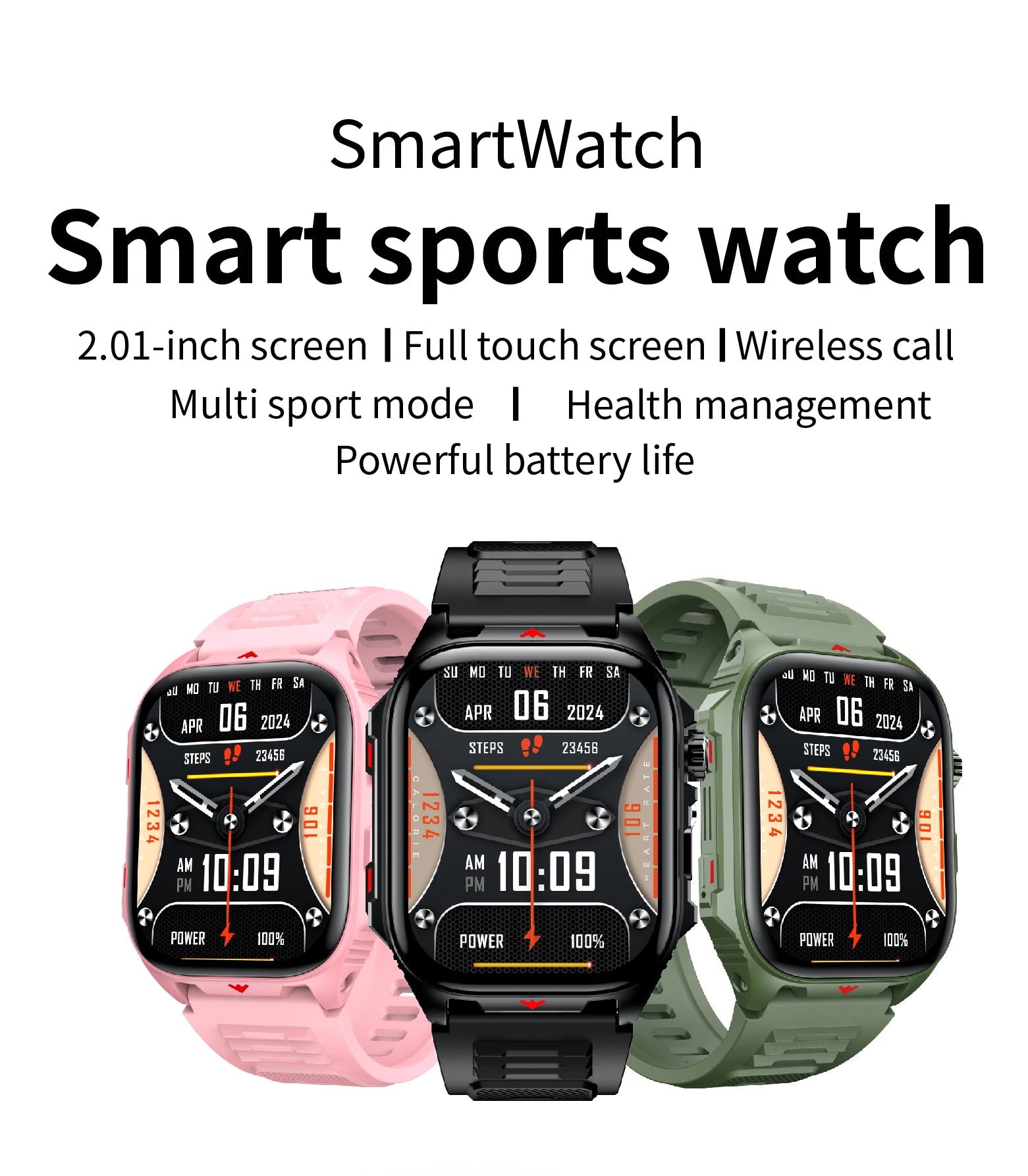 Elektronische Smartwatch BT-Anruf Herzfrequenzmesser Smartwatch Fitness Tracker Wasserdichte Sportuhren für Männer Frauen Android 2026