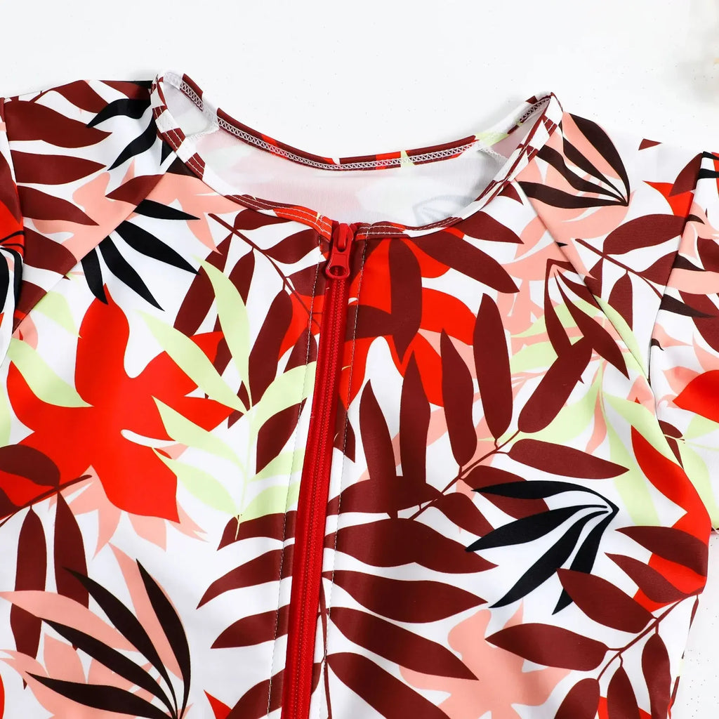 2024 Mode Kurzes Kleid Einteiliger Badeanzug Reißverschluss Badeanzug Sexy Bikini Damen Verdickte Bedruckte Badebekleidung Strandmode Sommer