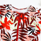 2024 Mode Kurzes Kleid Einteiliger Badeanzug Reißverschluss Badeanzug Sexy Bikini Damen Verdickte Bedruckte Badebekleidung Strandmode Sommer