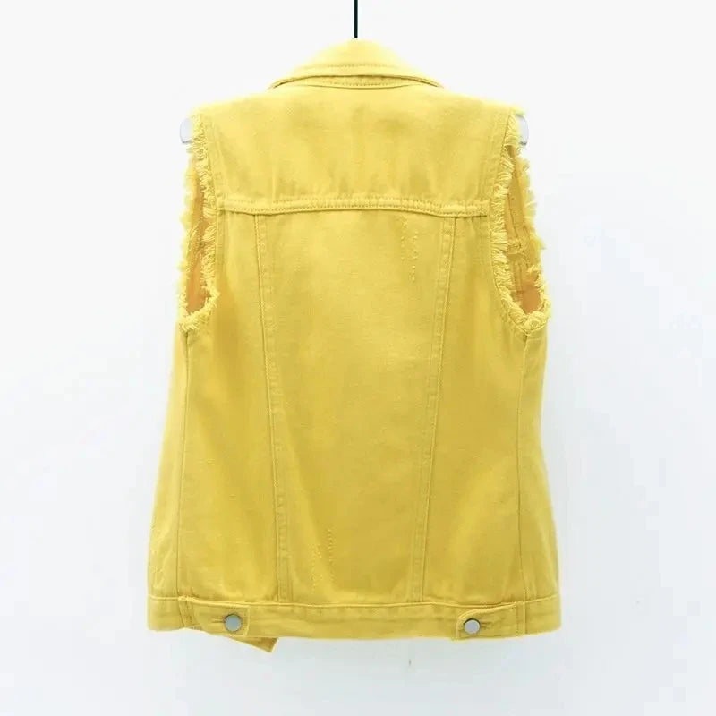 Mode Jeansweste Damen Cropped Frühling Sommer Ärmellose Tops Kurze Jacken Weste Top Oberbekleidung Jeans Cowboy Female