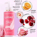 AILKE Superior Aufhellende Körperlotion, feuchtigkeitsspendend, glatte Haut, reduziert dunkle Flecken, mit Rosenöl, Niacinamid, 500ml