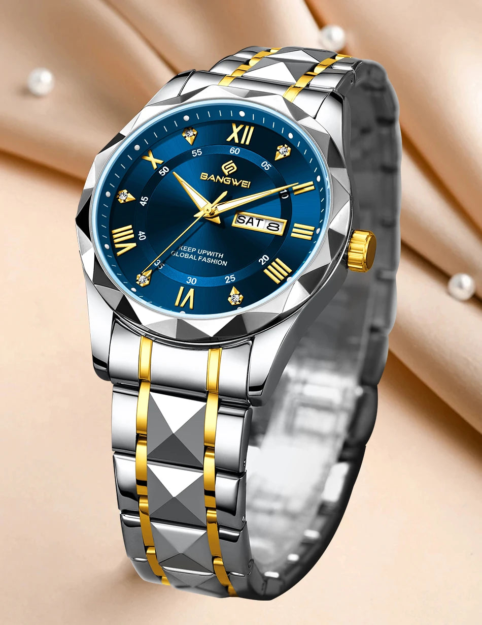 BANGWEI Elegante Luxus Quarz Damenuhr Mode Klassisch Einfach Edelstahluhren Automatisches Datum Wasserdicht Diamant Damen Armbanduhr