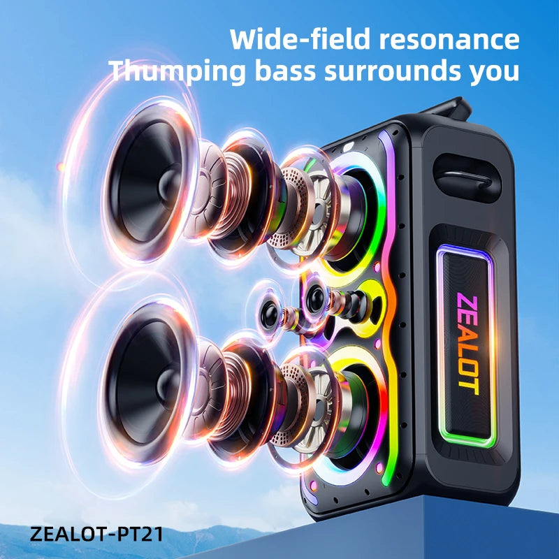 ZEALOT-PT21 200W Kabelloser Bluetooth-Lautsprecher, tragbarer Outdoor-Lautsprecher mit sattem Bass, Stereokopplung, Reverse Charging, Zweitbild