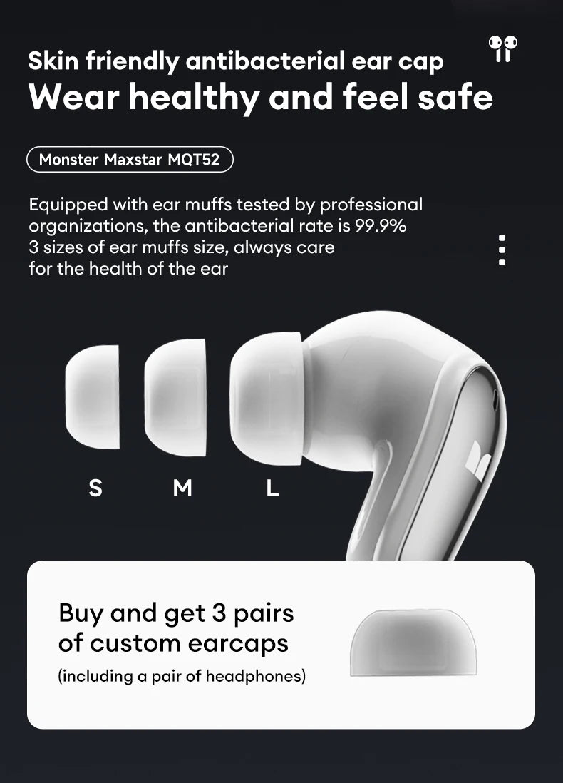 Monster MQT52 Bluetooth 5.4 Wireless Kopfhörer 24 Std. Akkulaufzeit Stereo-Kopfhörer Niedrige Latenz Gaming Dual-Modus Headset Geschenk