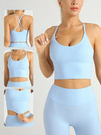 Einfarbiger Damen-Sport-BH mit nacktem Gefühl, sexy Kreuzrücken, Y-Form, Sport-BH, Fitness, Yoga, Joggen, Workout, Sport, Damen-Träger-BH