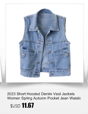 Mode Jeansweste Damen Cropped Frühling Sommer Ärmellose Tops Kurze Jacken Weste Top Oberbekleidung Jeans Cowboy Female