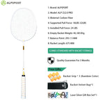 ALP ZJ2.0 Pro 4U 85g 100% Carbonfaser + Titanlegierung Badmintonschläger Ultraleichte Sportausrüstung Schläger Badmintontraining