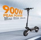 T10 Tragbarer E-Scooter 900W Spitzenleistung 48V 13.5/18 Ah Akku Elektroroller für Erwachsene 11 Zoll Offroad-Reifen Elektroroller