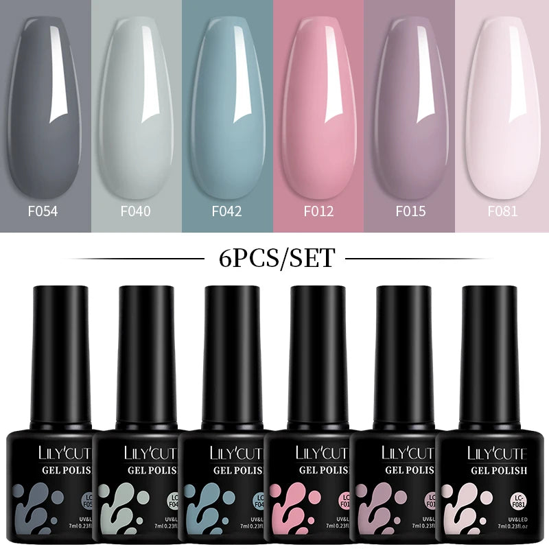 LILYCUTE 7ML 6PCS Neon Gel Nagellack Set fluoreszierend Farbwechsel Semi Permanent Soak Off Maniküre-Kit Nail Art Gel