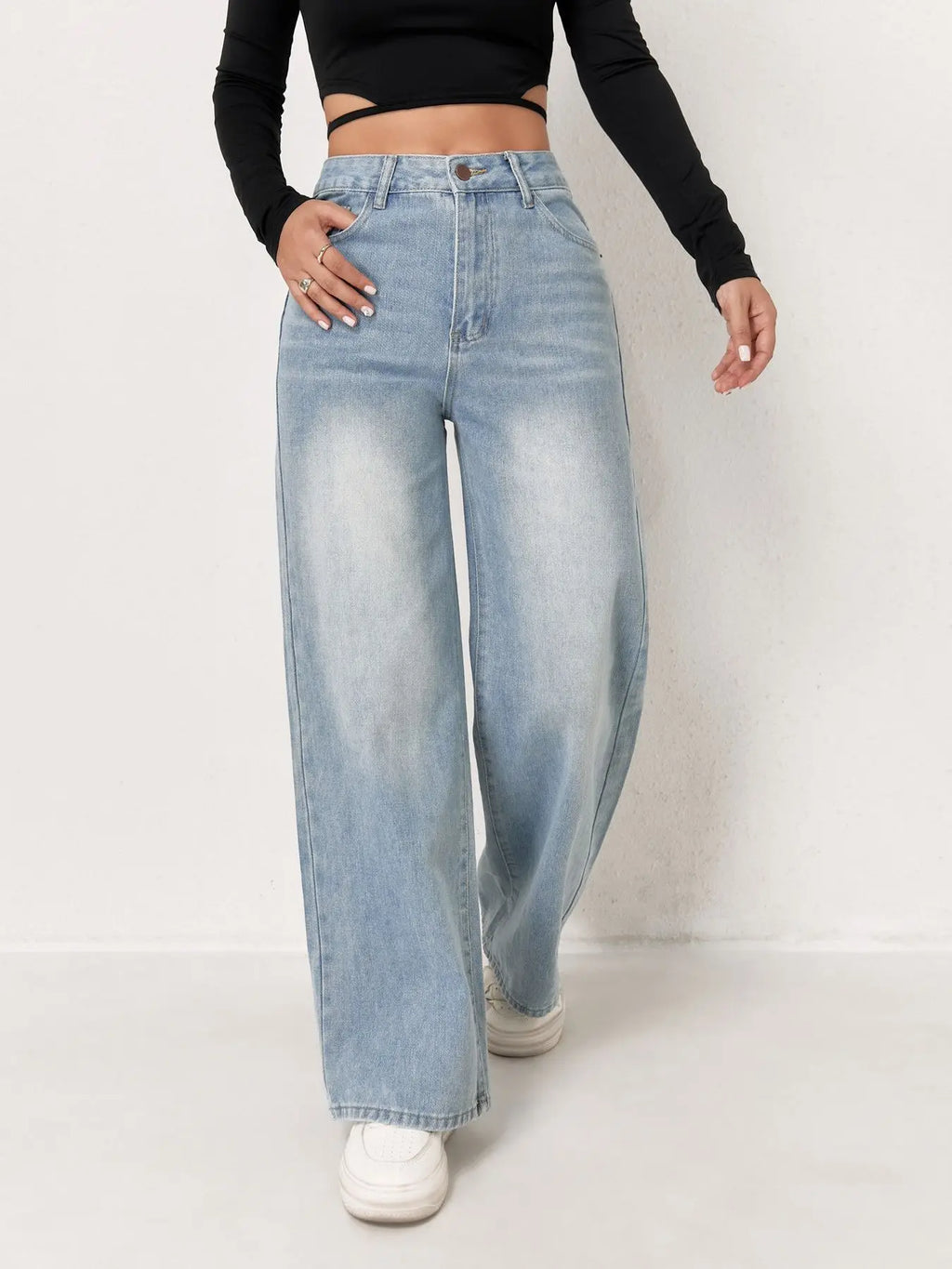 Damenjeans Y2K Kleidung Hellblaue weite Denim-Hose lockere Mode schlicht Stretch vier Jahreszeiten beliebt Freizeit