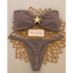 Sexy Bandeau Bikini Set 2026 Damen Himmelblau Seestern Verzierung Push Up String Bikini Brazilian Beach Badeanzug Micro Bademode