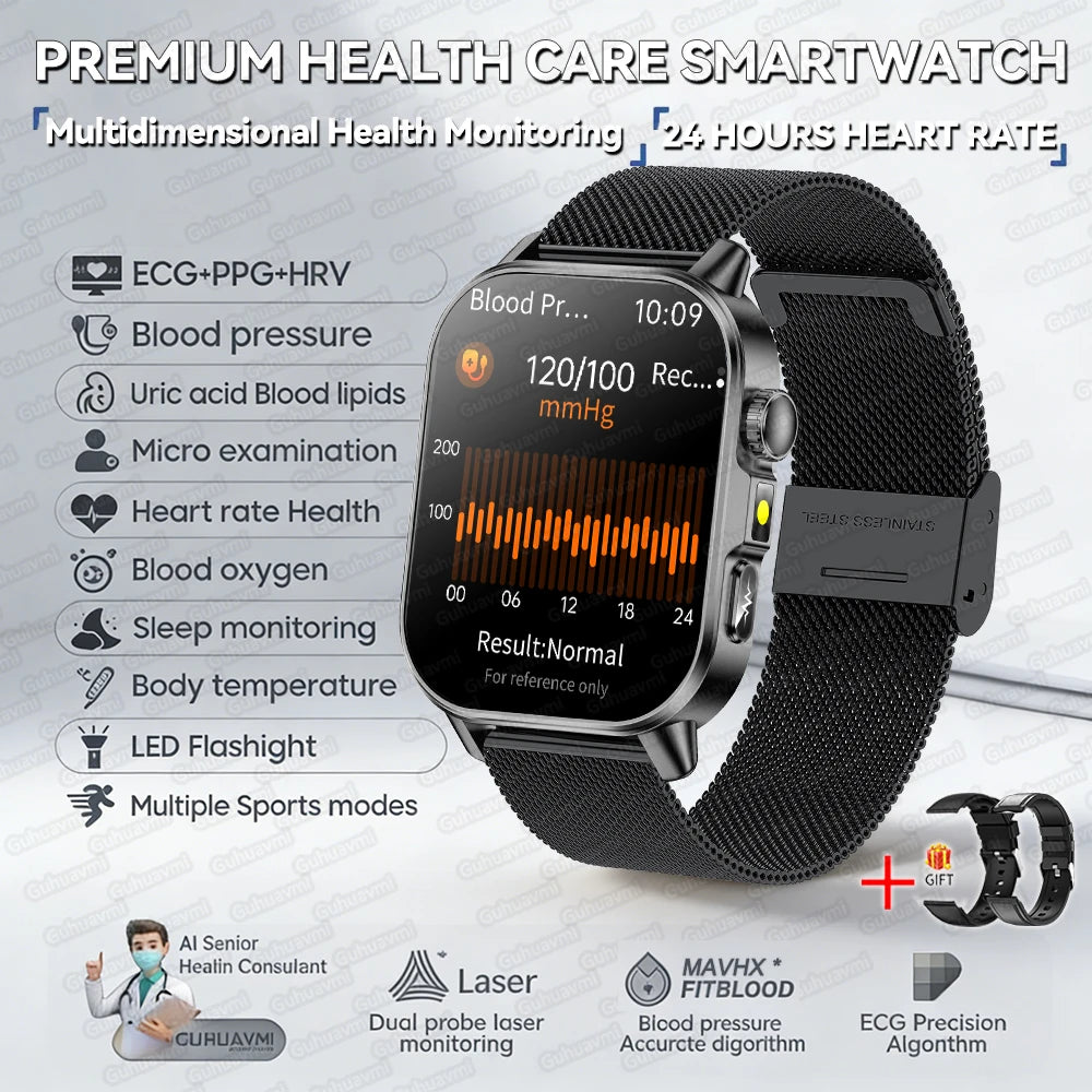 Neue präzise Gesundheits-Smartwatch EKG+HRV Harnsäure Blutfette Emotionswahrnehmung Bluetooth-Anruf Smartwatches für Männer und Frauen