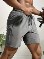 Herren-Shorts für sommerliches Fitnessstudio-Training, Laufen, Radfahren, schnell trocknend, atmungsaktiv, mit Kordelzug, Sporthose, Ausgeh-Outfit0428
