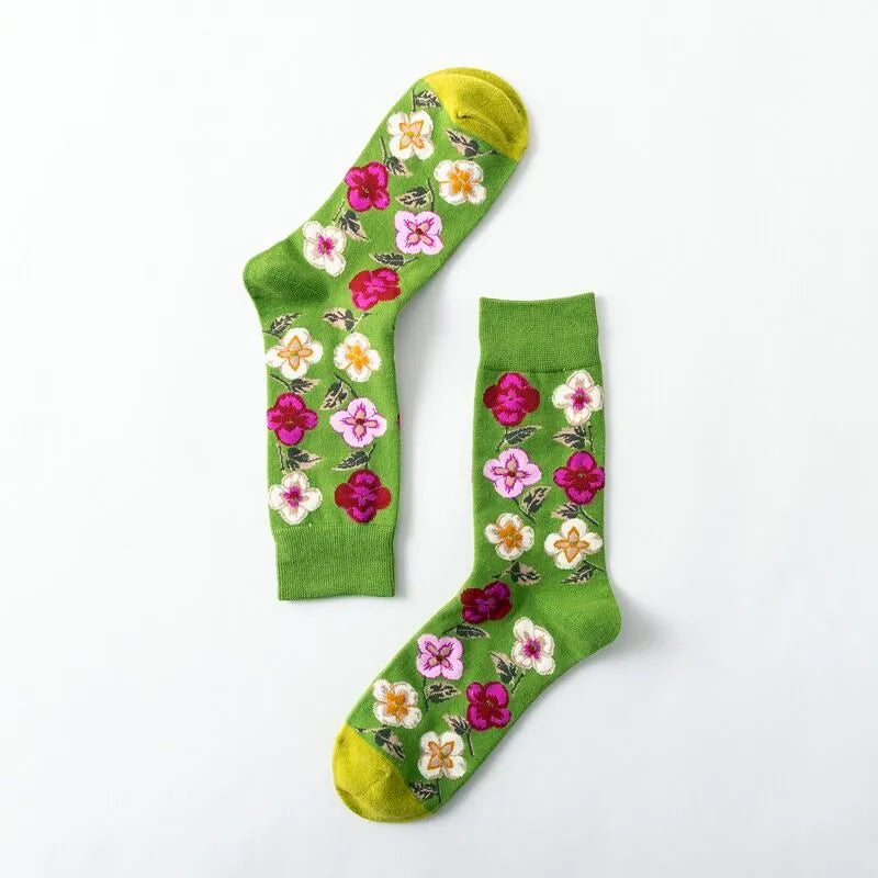 1 Paar Damensocken Cartoon Hund Krake Blume Pflanze Kawaii Lustige Freizeit Damen Baumwollsocken Strümpfe Streetwear Harajuku Crew Socken
