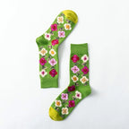 1 Paar Damensocken Cartoon Hund Krake Blume Pflanze Kawaii Lustige Freizeit Damen Baumwollsocken Strümpfe Streetwear Harajuku Crew Socken
