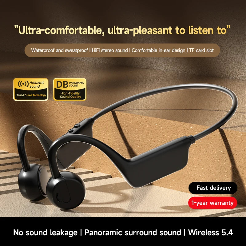 OnePlus Knochenschall-Headset Sportkopfhörer IPX8 wasserdicht Bluetooth 5.4 kabellose Kopfhörer Freisprechfunktion mit Mikrofon für Sport