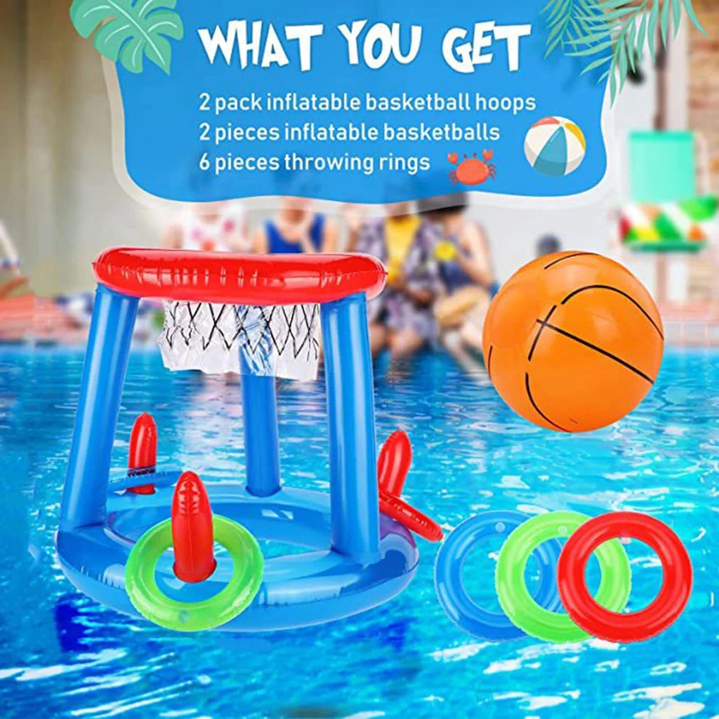 Aufblasbares Ringwurfspiel, schwimmender Basketballkorb, interaktives Wassersportspielzeug, Partygeschenk, Strandspaß, Poolzubehör