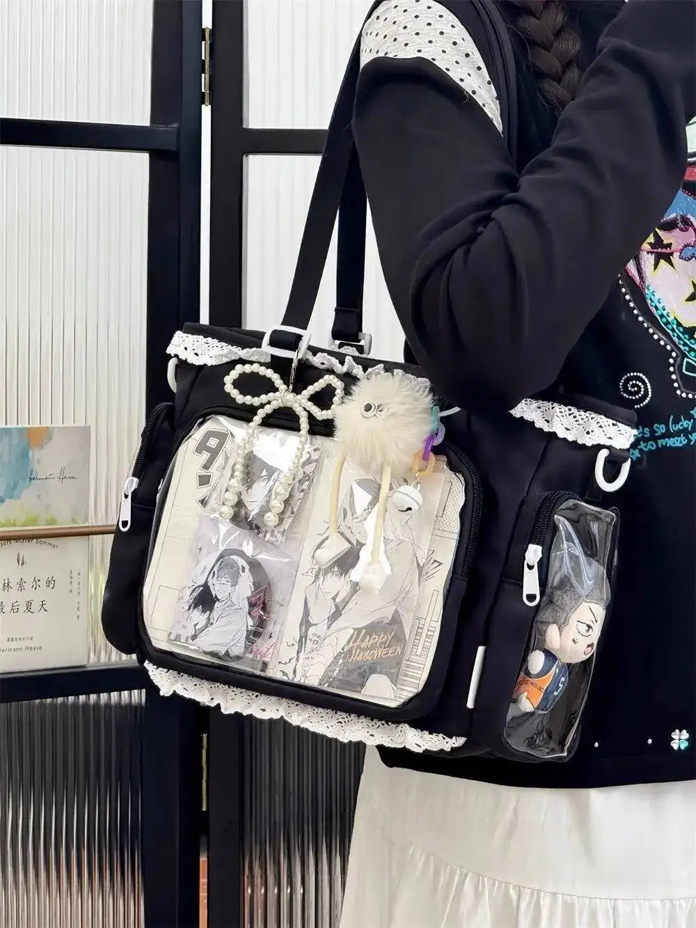 Neue Y2K Süße Japanische Ita Bag Lolita Mädchen Transparente Umhängetasche Große Kapazität Umhängetasche Lässige Tasche DIY Display Handtaschen