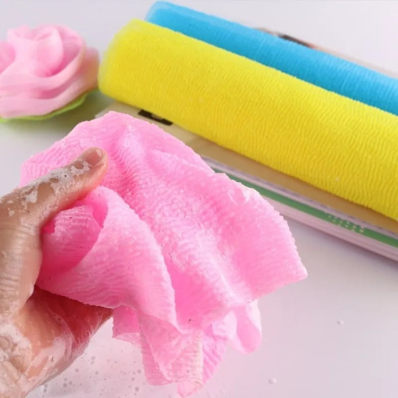 1x Japanisches Körperwaschhandtuch, Schönheits-Hautpeelingtuch, Waschlappen, Nylon-Badetuch, Hautpoliertuch, Rückenbürste
