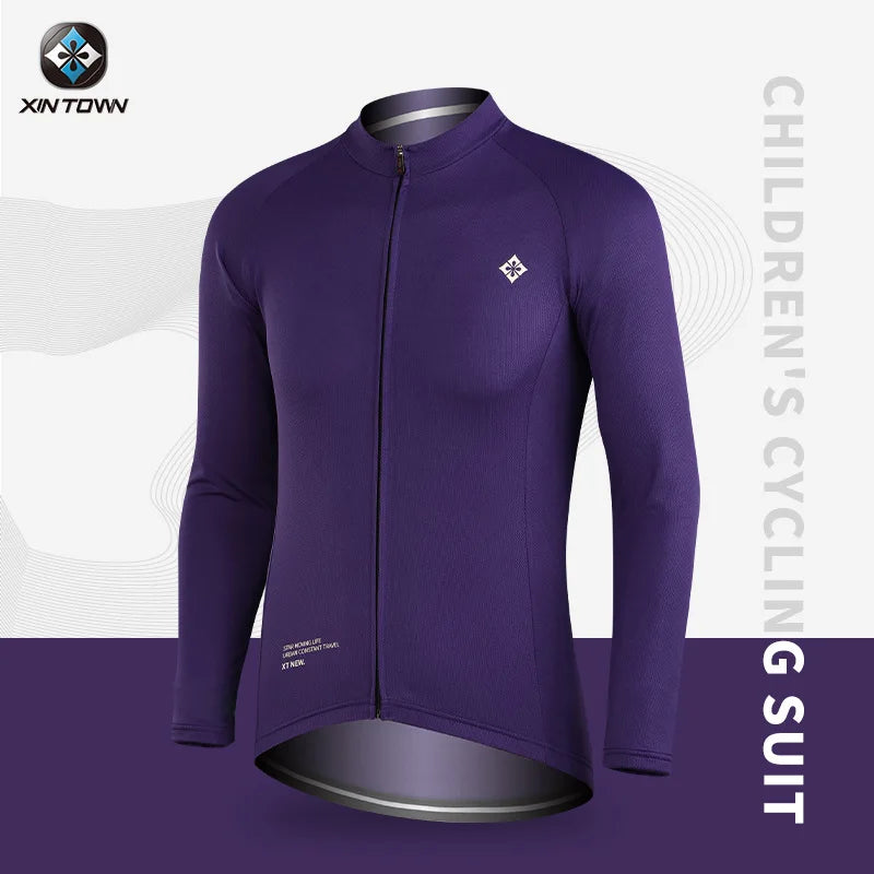XINTOWN Herren Langarm-Radtrikot, Rennbekleidung für Frühling/Sommer, Export-Fahrradbekleidung, einfarbiges Langarm-Oberteil