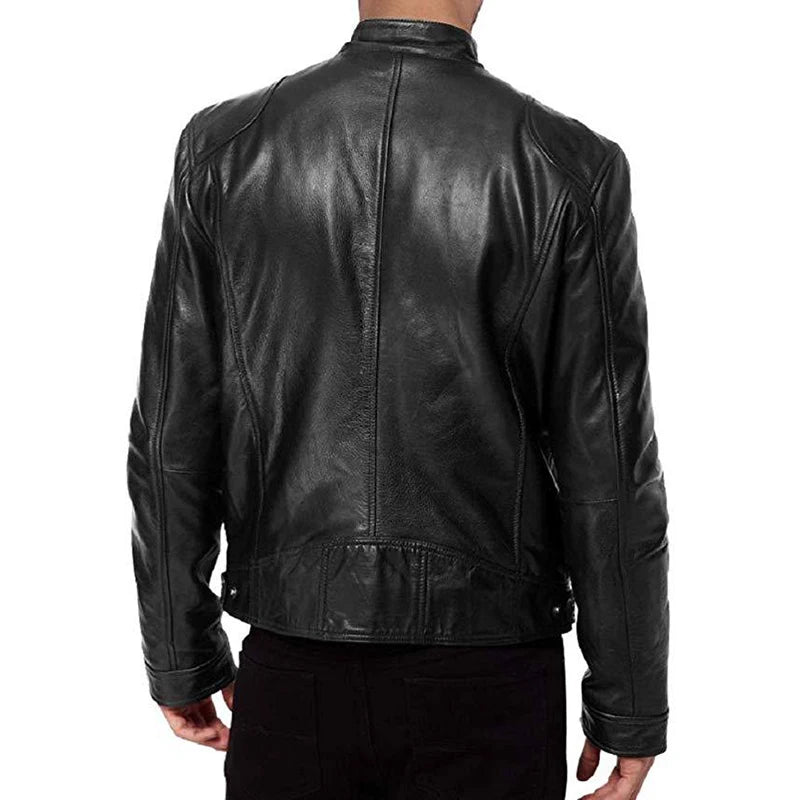 2024 Motorrad Lederjacken Herren Lässige Mode Motorradmantel Slim Fit Revers PU Jacken Herbst Winddichte Lederjacke Herren