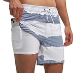 ESCATCH 2026 Neu eingetroffene Herren-Badeshorts mit Kompressionsfutter, 2-in-1-Druck, schnelltrocknend, Fitnessstudio, Sport, Herrenshorts mit Reißverschlusstaschen