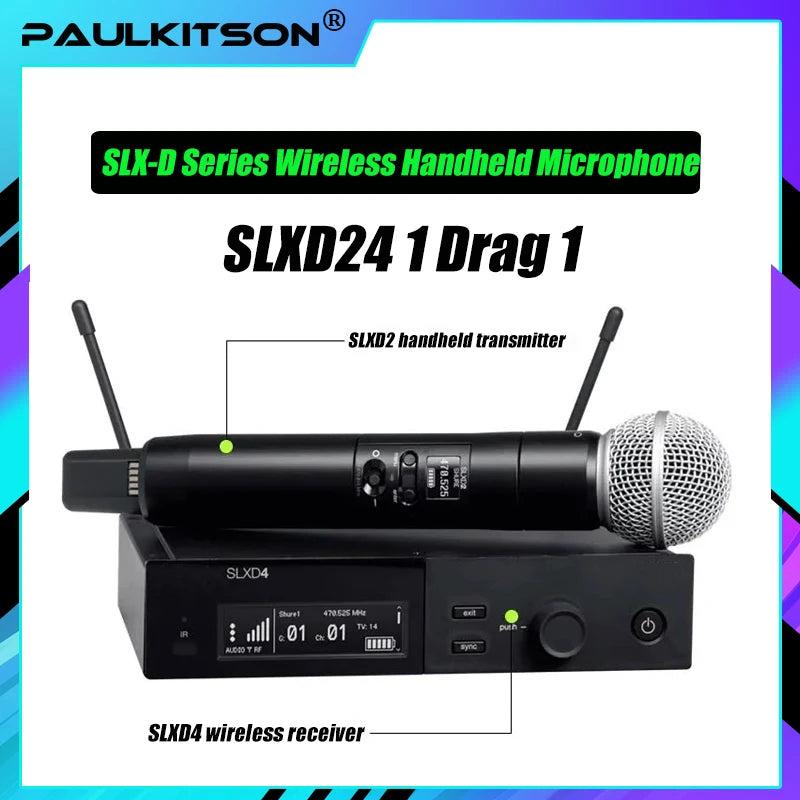 SLXD Mikrofon 500/600/800MHz Drahtloses Mikrofonsystem 4-Pin Headset KSM8/Beta58 Professionelles Audio-Equipment für Bühne Karaoke