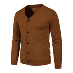 2024 M-5XL Herbst Herren Strickjacke Dünner V-Ausschnitt Basic Elastisch Slim Fit Dünner Pullover Einfarbig Freizeit Vielseitige Jacke