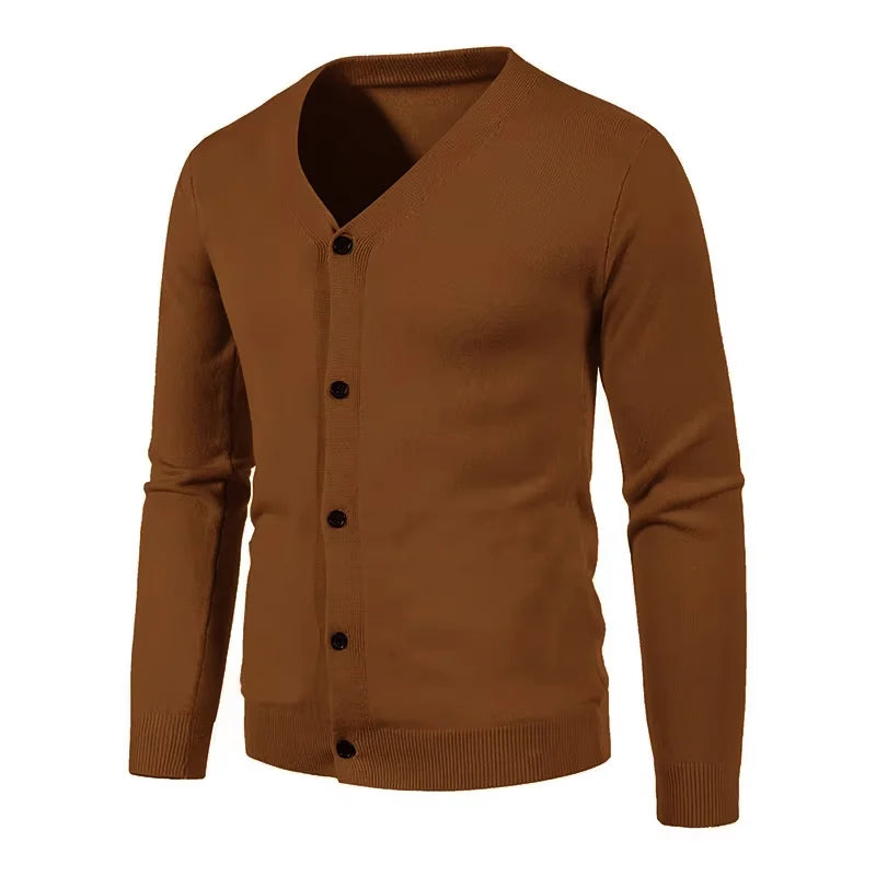2024 M-5XL Herbst Herren Strickjacke Dünner V-Ausschnitt Basic Elastisch Slim Fit Dünner Pullover Einfarbig Freizeit Vielseitige Jacke