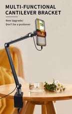 2025 Tablet Stand Holder for Ipad,Portable Monitor Stand Desk Mount for 15.6'' 16'' Screen,Aluminum Long Arm with Rotating
