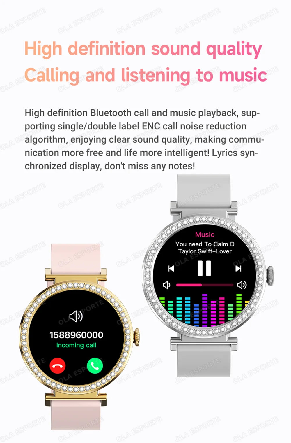 Fashion Zircon Smartwatch 1,46" AMOLED Bildschirm 5.4 Bluetooth Anruf Herzfrequenz Temperaturüberwachung Damen Smartwatch Schrittzähler