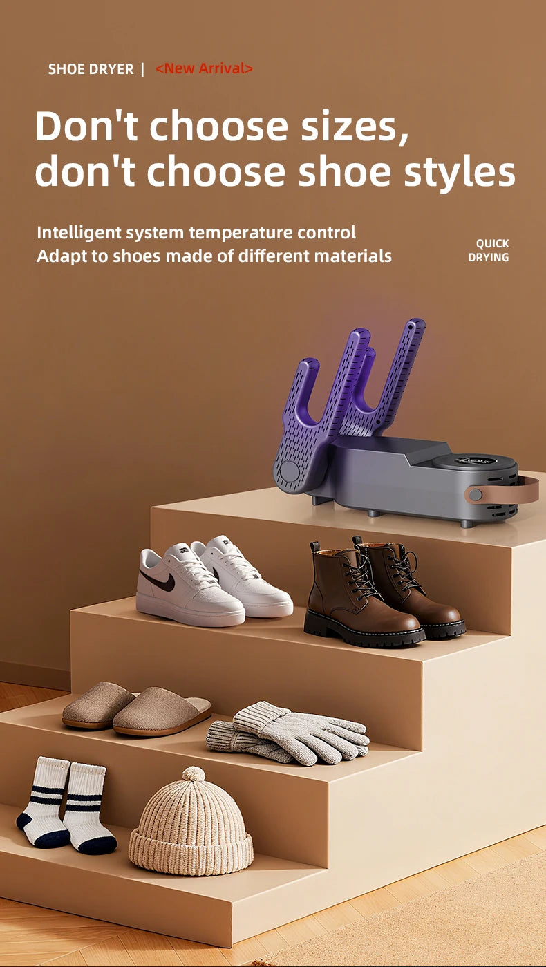 New 150W High Power Foldable Electric Shoe Dryer with Intelligent Timer Fast Drying Socks Glove Boot Heater Household Shoe Dryer