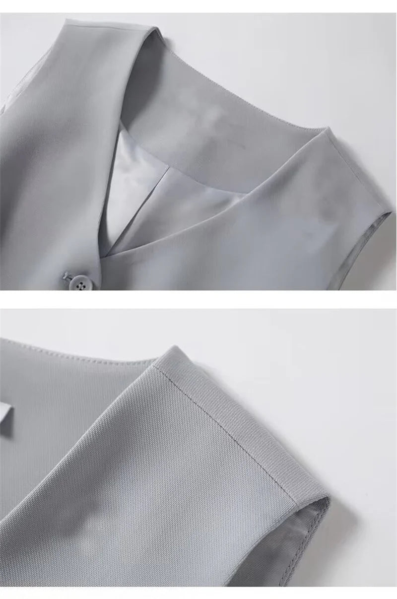 Frühling Sommer Koreanische Mode Weste 2025 Neue Damen Kurze Mode V-Ausschnitt Ärmellose Freizeit Blazer Weste Mäntel Weibliche Oberteile