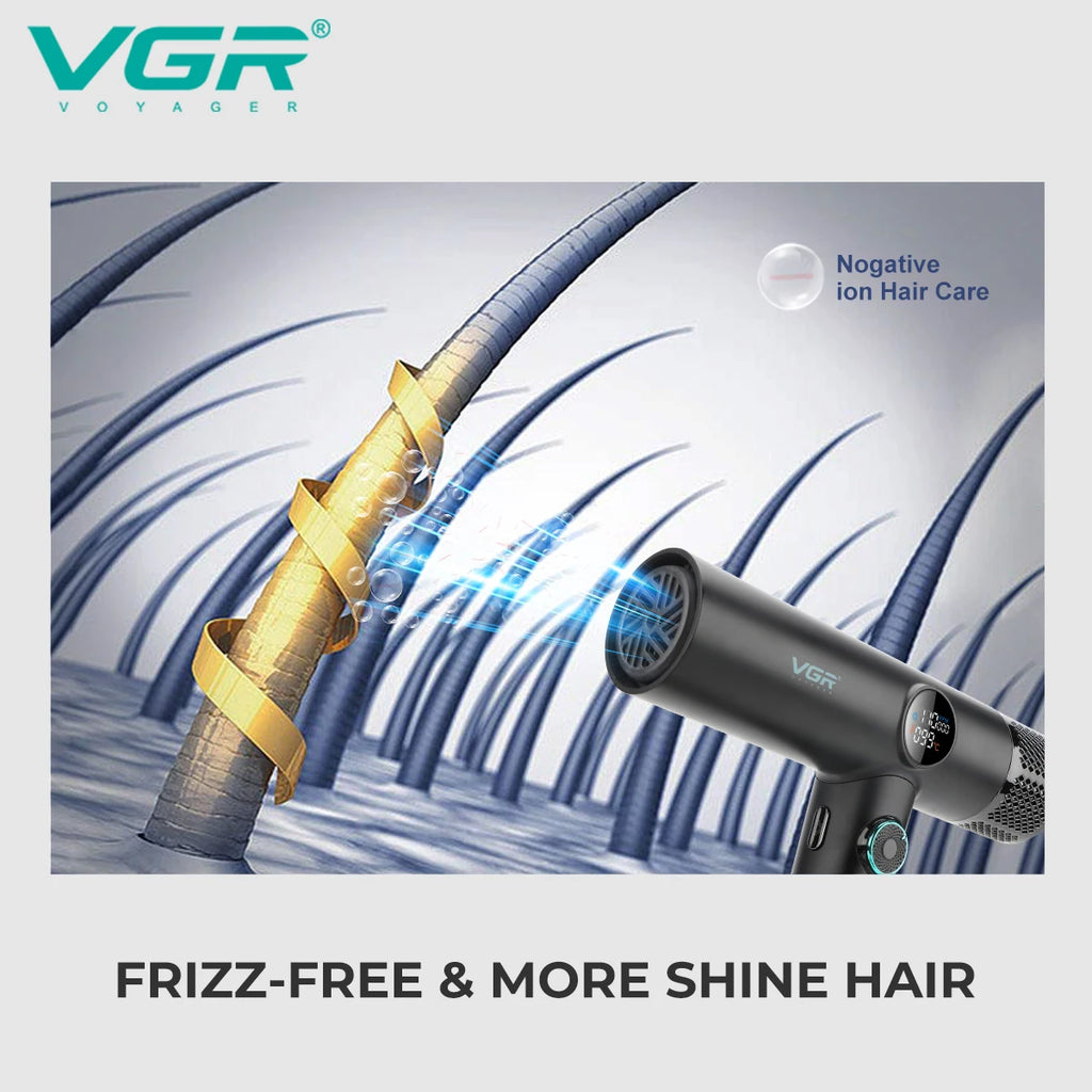 VGR Haartrockner Professioneller Haartrockner BLDC-Motor Haarstyling-Föhnmaschine 110000 U/min Negativ-Ionen Salon-Gebläse V-401