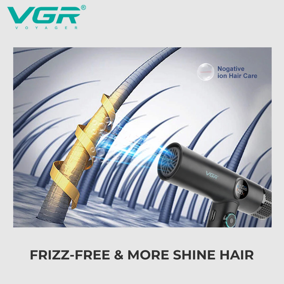 VGR Haartrockner Professioneller Haartrockner BLDC-Motor Haarstyling-Föhnmaschine 110000 U/min Negativ-Ionen Salon-Gebläse V-401
