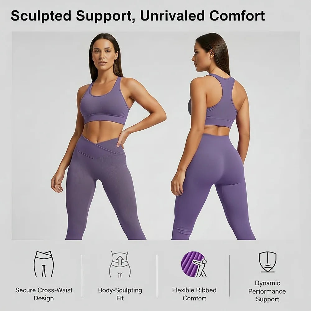 3-teiliges Trainingsanzug-Set – Jacke + Push-up-Sport-BH + High-Waist-Leggings, Activewear für Fitnessstudio, Training, Yoga, Fitness für Damen Zweitbild