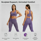 3-teiliges Trainingsanzug-Set – Jacke + Push-up-Sport-BH + High-Waist-Leggings, Activewear für Fitnessstudio, Training, Yoga, Fitness für Damen