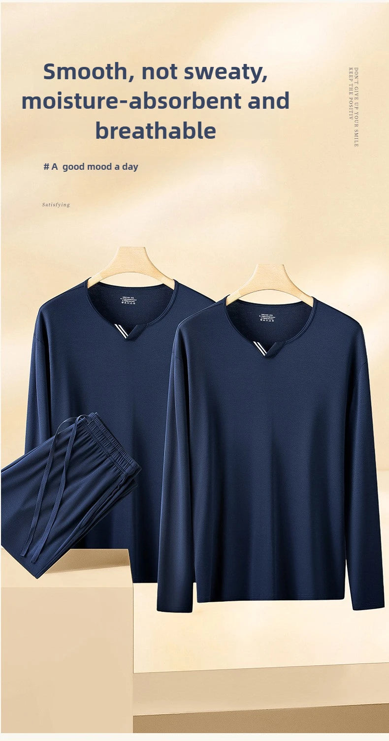 Herren Schlafanzug Set Ultrafeiner Tencel Modal Frühling und Sommer Komfort Loungewear Luxus Herren Pyjama