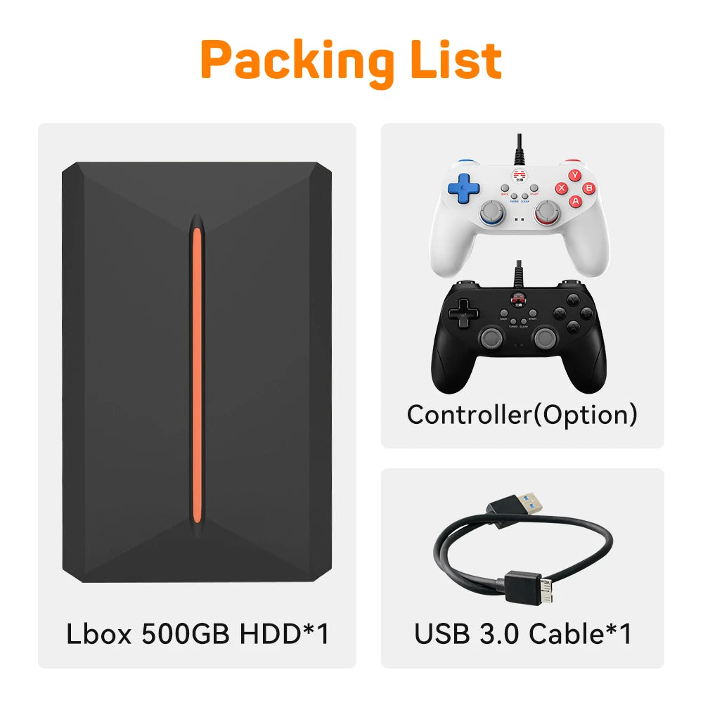 Launchbox 500GB Gaming-Festplatte, tragbare Gaming HDD mit über 3700 PC-/3D-Spielen für PS4/PS3/PS2/Wii/WiiU/Switch Spielekonsolen für PC