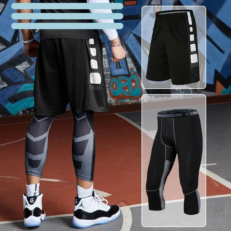Herren Lauf-Trainingsanzug Fitness Sportbekleidungs-Set Kompressions-Leggings Sportkleidung Gym Enganliegende Jogginghose Rash Guard Lycra