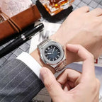 2024 Luxus Mode Casual Herrenuhren Großes Zifferblatt Silber Edelstahl Kalender Quarz Armbanduhr Klassische Top-Marke Herrenuhr