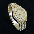 Elegante Diamantenuhren Damen Mode Silber Rund Edelstahl Quarzuhr Iced Out Glänzend Wasserdichte Uhr Geschenk für Frauen