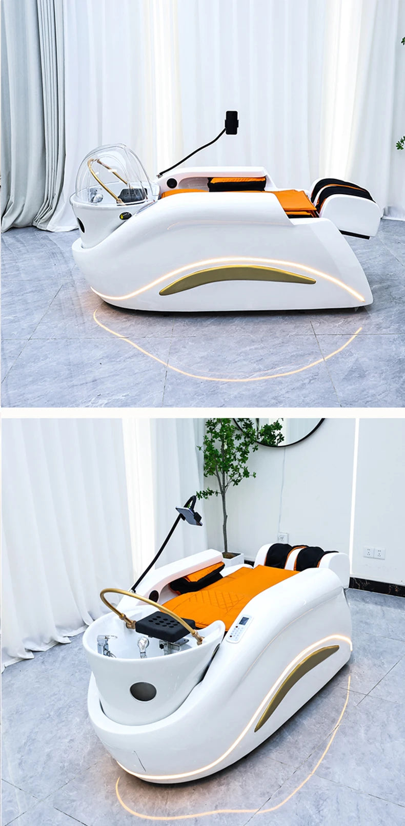 Electric adjustable hair spa chair head washing station shampoo massage bed for salon shop