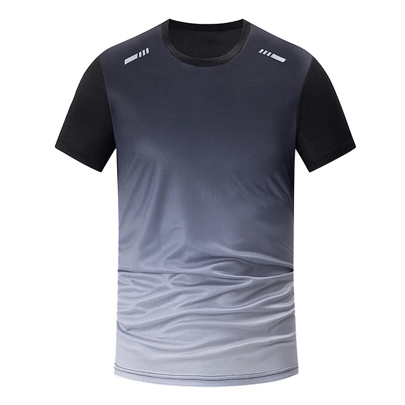 3-teiliger Herren-Sportanzug, schnelltrocknend, mit Farbverlauf, Freizeit-Sport, Laufen, kurze Ärmel, bequeme Sonnencreme, Hose, Joker-Shorts