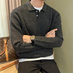 Herren Winter Norwegerpullover Einfarbig Polo Rollkragen Gestrickte Pullover Lässige Retro Warme Strickwaren Elegante Y2K Streetwear Jersey Hombre