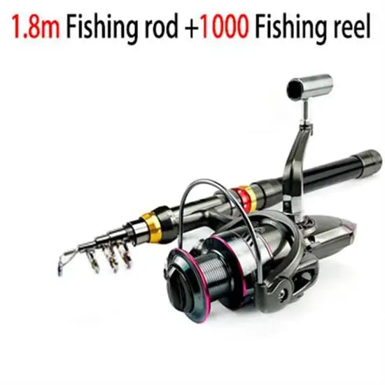 1.8-3.6m Kohlefaser Angelrute und Rollen-Set, superharte Teleskop-Angelrute, Spinnrollen-Set, max. Widerstand 3-8kg Pesca