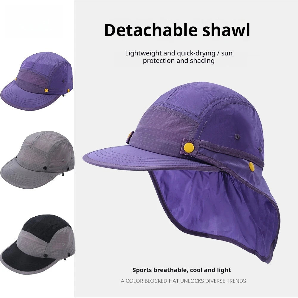 UPF50+ Sun Hat Detachable Neck Flap Quick Dry 5 Panel Camp Cap Outdoor Fishing Hiking Safari Hat Breathable Lightweight Unisex Hauptbild