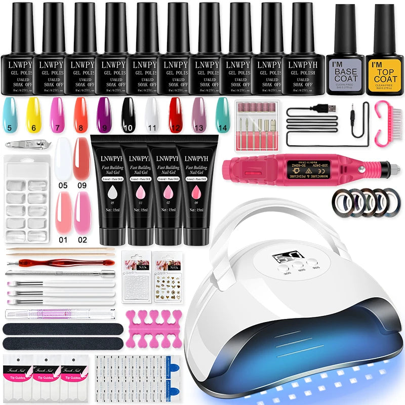 Polygel Verlängerungswerkzeug-Set Professionelles Gel-Nagellack-Kit mit UV-LED-Nagellampe und elektrischer Nagelfräse Hauptbild